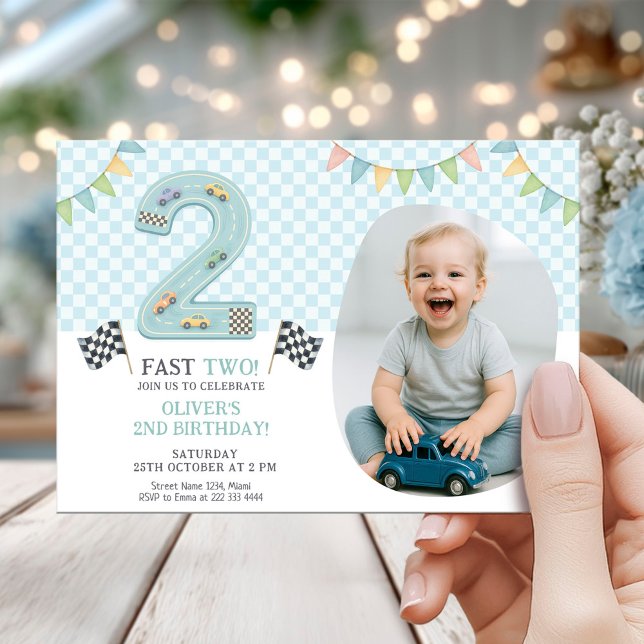 Invitation Course Pastel Rapide Deux Anniversaire (Créateur téléchargé)