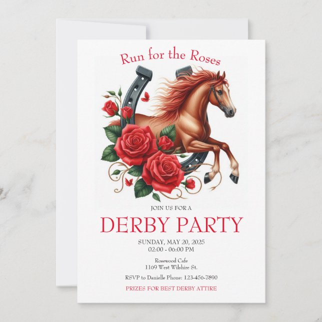 Invitation Course pour la course Rose Horse Derby Party (Devant)