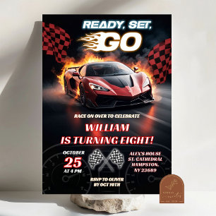 Invitation Course Red Sport Voiture Anniversaire Garçon