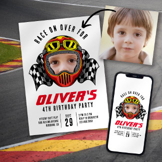 Invitation Course sur la photo fête d'anniversaire