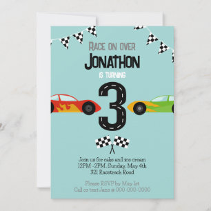Invitation Course sur plus de 3e anniversaire Racecar Party