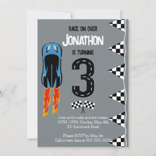 Invitation Course sur plus de 3e anniversaire Racecar Party