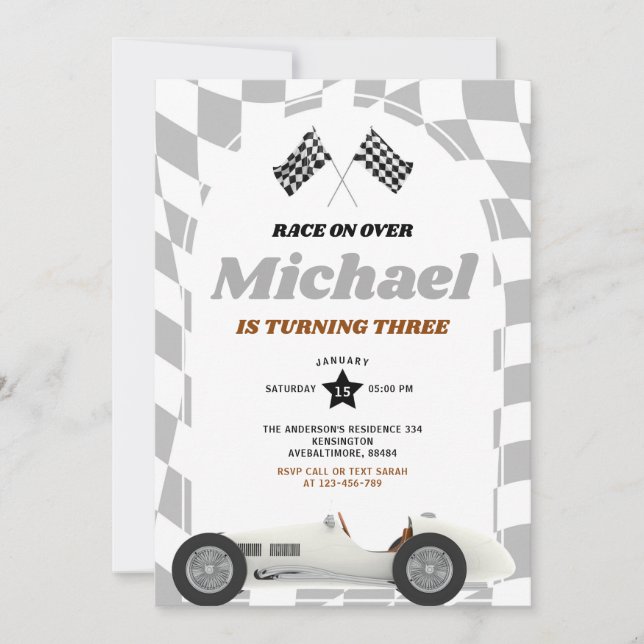 Invitation Course sur Plus de Retro 70's Race Car n'importe q (Devant)