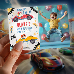 Invitation Course Voiture Anniversaire Fête, Enfants Racing T