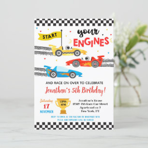 Invitation  Course voiture course Anniversaire Fête Invitatio