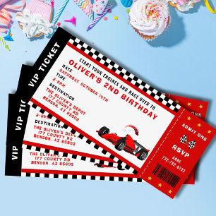 Invitation Course Voiture Racing Garçon Anniversaire Billette