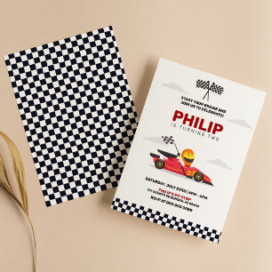 Invitation Course voiture Racing garçon fête d'anniversaire