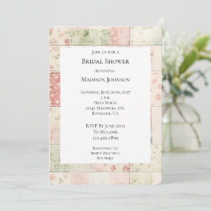 Invitation Courte de lit florale rose menthe de ferme Cadeau