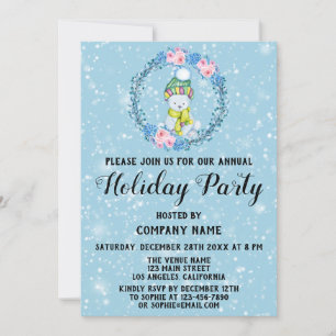 Invitation Courtoisie ours Wreath Company Fête Fête Blue Snow