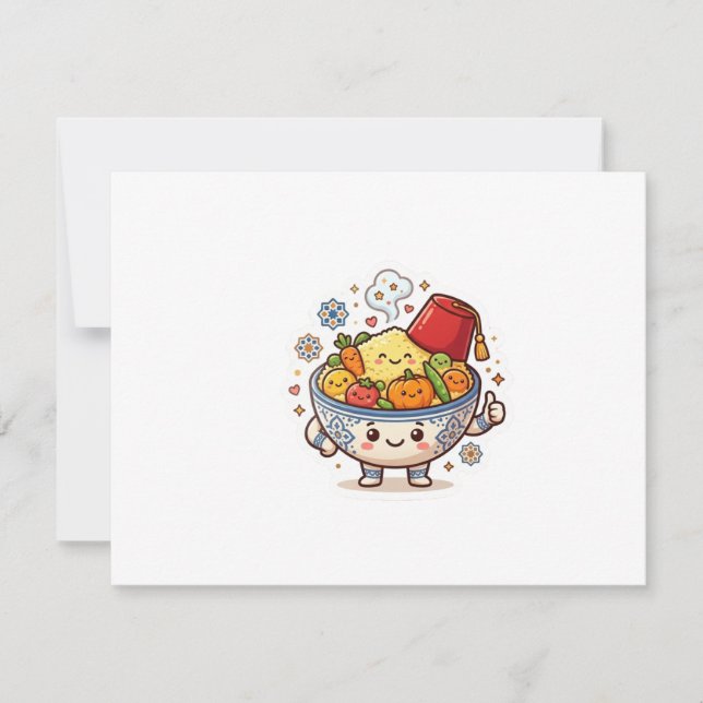 Invitation Couscous marocain Kawaii - Nourriture traditionnel (Devant)
