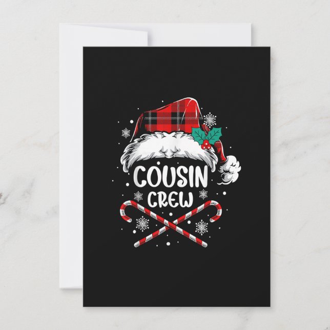 Invitation Cousin Crew Père Noël Red Plaid Xmas Funny Noël P (Devant)