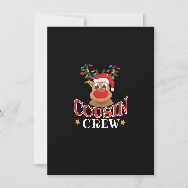 Invitation Cousin de Christmas Crew Funny Reindeer Matching P (Devant)
