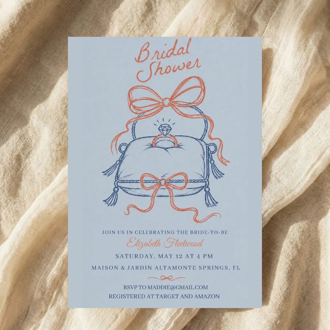 Invitation Coussin en forme de bague de mariage ruban à nœud  (Créateur téléchargé)
