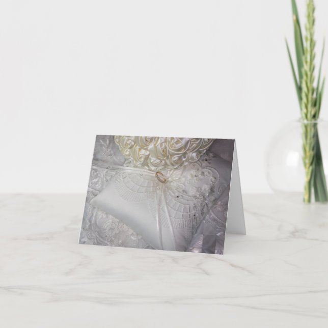 Invitation Coussin porte-alliance avec alliance sur voile (Devant)