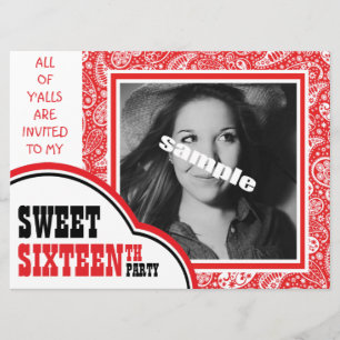 Invitation Coute Photo Sweet sixteen Fête de l'anniversaire d