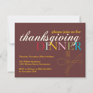 Invitation Couteau de fourche de souper de Thanksgiving coule