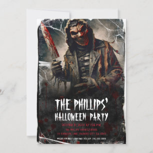 Invitation Couteau ensanglanté et soirée masquée d'Halloween 
