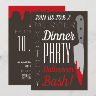 Invitation Couteau sanglant, Meurtre Mystère Fête d'Halloween