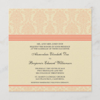 Invitation : coutume : Corail/invitation crème de mariage
