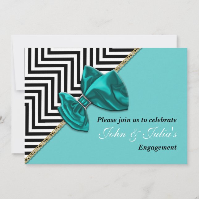 Invitation COUTUME d'anniversaire de fiançailles de noir bleu (Devant)
