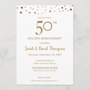 Invitation Coutume Or Blanc 50e Anniversaire de Mariage