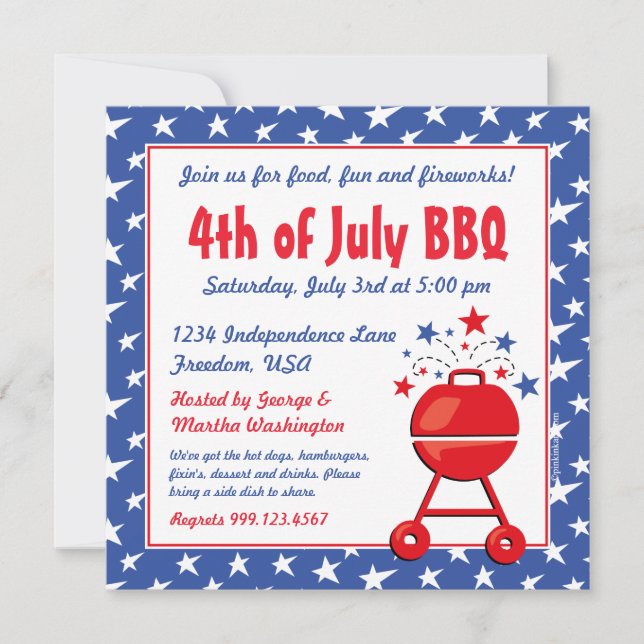 Invitation Coutume patriotique de BBQ (Devant)