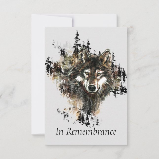 Invitation Coutume Wolf animal Aquarelle Montagne (Devant)
