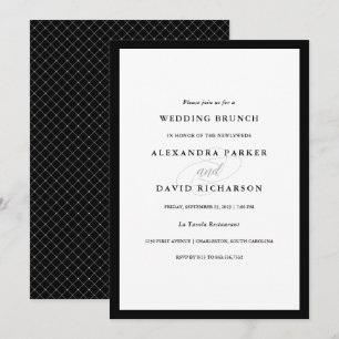 Invitation Couture élégante  Brunch Mariage noir et blanc