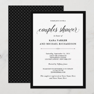 Invitation Couture élégante  Douche pour couples noirs et bla