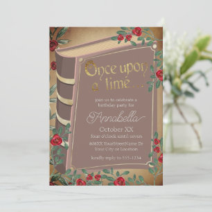 Invitation Couverture de livre de conte de fées avec des rose