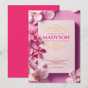 Invitation Couverture de livre de conte rose vintage pour fêt
