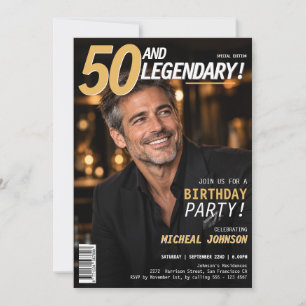 Invitation Couverture de magazine 50 ans et légendaire pour 5