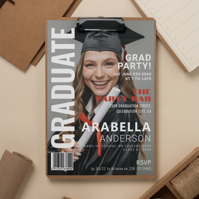 Invitation Couverture de magazine amusante | Fête de fin d'ét (Créateur téléchargé)