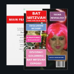 Invitation Couverture de magazine de Bat Mitzvah<br><div class="desc">Invitation personnalisable à une fête de bat mitzvah sur le thème d'un magazine cool selon les spécificités de votre événement.</div>