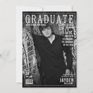 Invitation Couverture de magazine de fin d'études amusante et