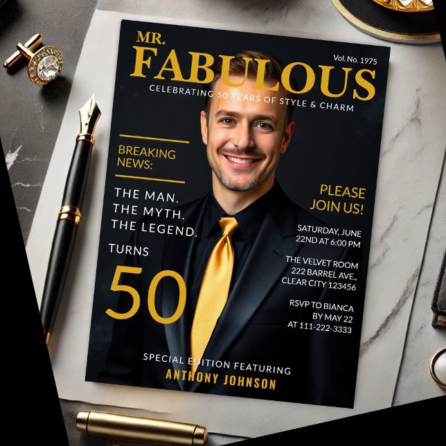 Invitation Couverture de magazine de style M. Fabuleux pour 5 (Créateur téléchargé)
