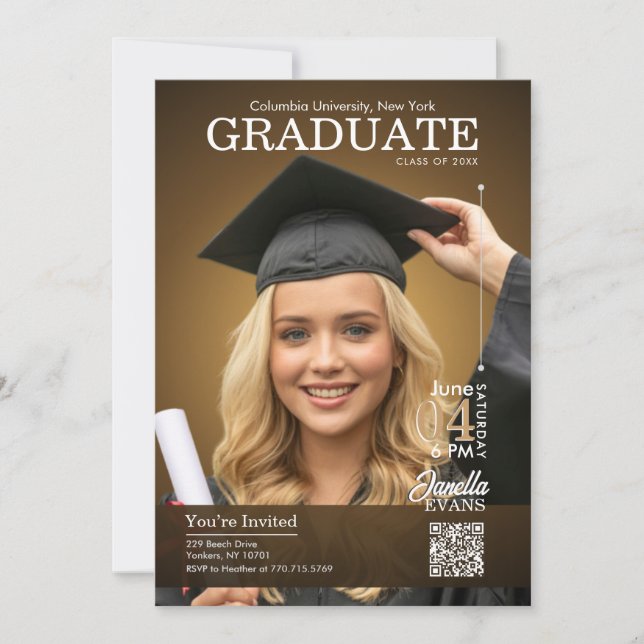 Invitation Couverture de magazine diplômé or (Devant)