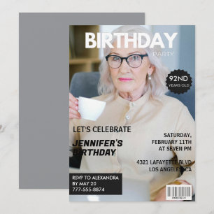 Invitation Couverture de magazine élégante pour son 92e anniv