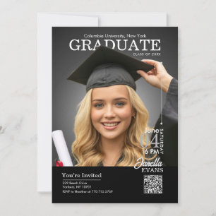 Invitation Couverture de magazine Graduation Noir