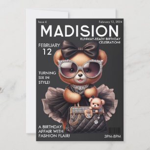 Invitation Couverture de magazine Mode Ours en peluche Annive