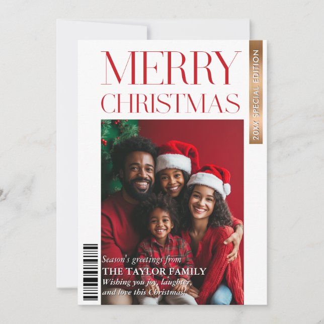 Invitation Couverture de magazine moderne Famille Photos Fait (Devant)