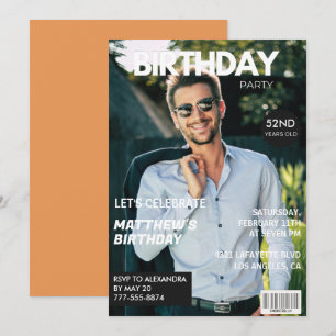 Invitation Couverture de magazine moderne pour lui 52e annive