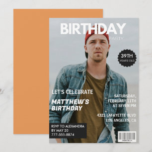 Invitation Couverture de magazine moderne pour son 39e annive