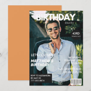 Invitation Couverture de magazine moderne pour son 43e annive