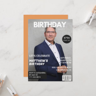 Invitation Couverture de magazine moderne pour son 56e annive