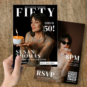 Invitation Couverture de magazine personnalisée pour les 50 a