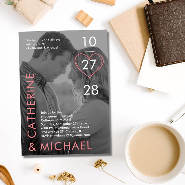 Invitation Couverture de magazine - photo foncée - rose minim (Créateur téléchargé)