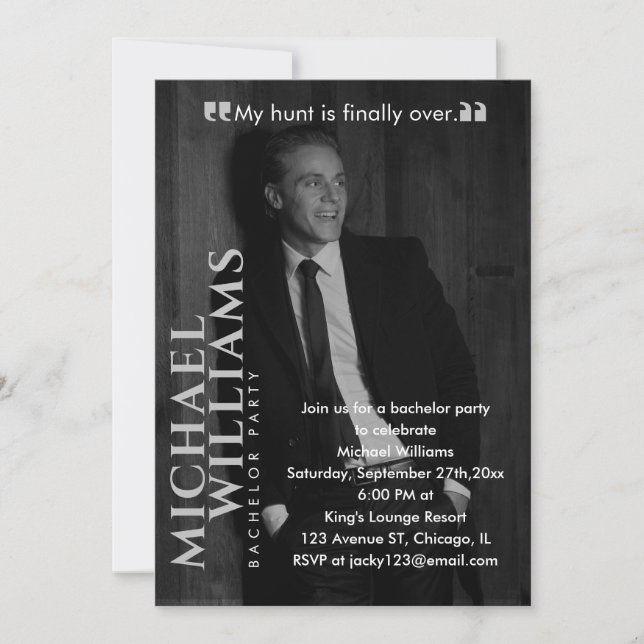 Invitation Couverture de magazine Photo minimaliste Bachelor  (Devant)