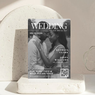 Invitation Couverture de magazine photo personnalisée Mariage