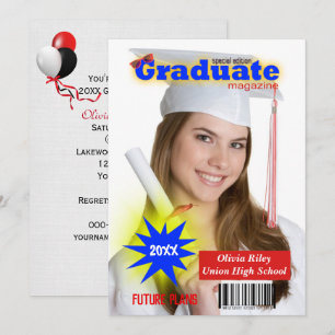 Invitation Couverture de magazine pour fête de fin d'études